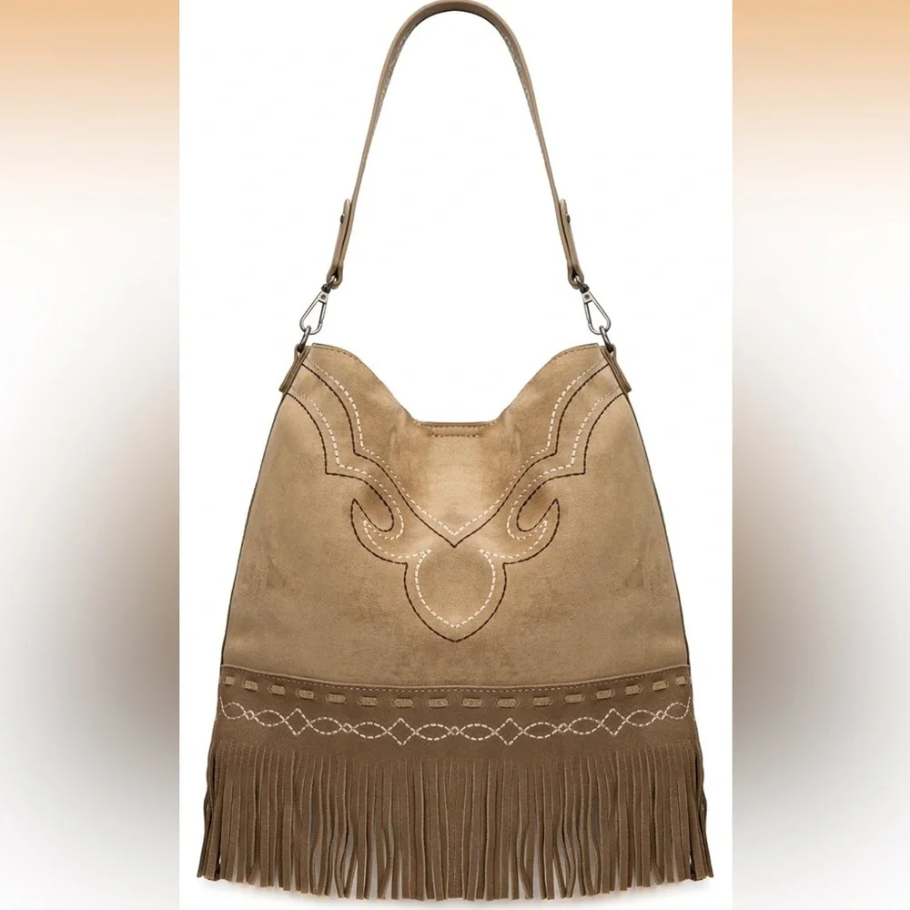 Western Fringe Embroidered Shoulder Bag